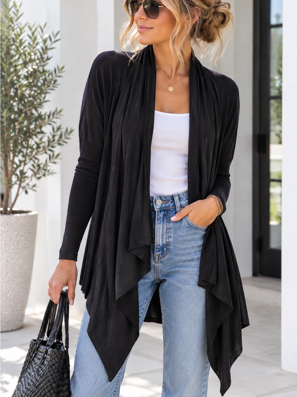 Lululemon small open front knit black yoga workout dressy cardigan